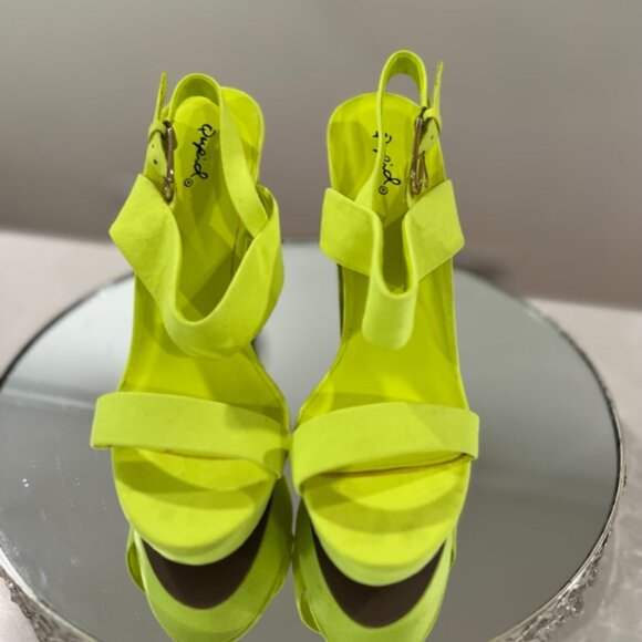 Neon lime neon green platform heels sz 9 - Picture 1 of 5